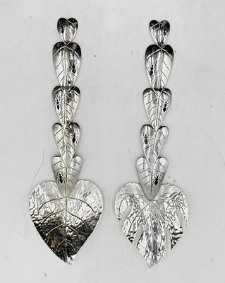 Emilia Castillo Silver-Plated Leaf Motif Serving Set with Ant Detail, Signed. Striking and