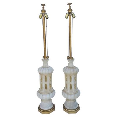 Monumental pair of Marble Lamps made in Italy. Monumental pair of Italian made marble lamps 