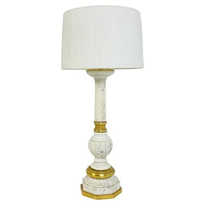 Vintage Marble and Gold Gilt Table Lamp, Made in Italy. Vintage table lamp designed and 