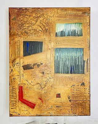 Mixed Media Painting by Bret Philpot "The Year After" Signed & Dated 2000. Original mixed media 