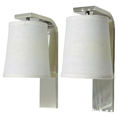 Pair of "Hyde" Wall Sconces in Polished Nickel by Urban Electric, Made in 2022. Pair of "Hyde" 