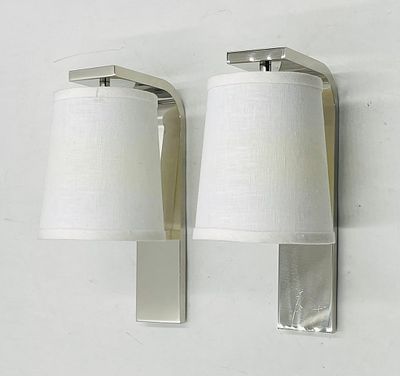 Pair of "Hyde" Wall Sconces in Polished Nickel by Urban Electric, Made in 2022. Pair of "Hyde" 