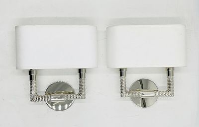 Pair of "Dubois II" Wall Sconces in Nickel Finish. Pair of "Dubois II" wall sconces designed and 