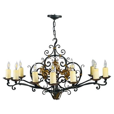Wrought Iron & Gold Gilt Chandelier by Paul Ferrante, USA 2016. Wrought Iron &amp; Gold Gilt 