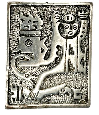 תליון / סיכת כסף 900 אקואדורית בדמות קולומביאנית עתיקה. 16.11 גרם 
46X36 ס"מ