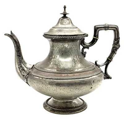 E.S&Co - קומקום כסף 13 (812) איכותי ביותר מעוטר בחריטות גיושה Guilloché, חריטות ידניות 