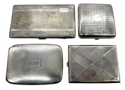 לוט 4 קופסאות סיגריות עשויות כסף 925. מדינות שונות. משקל כולל: 535.1 גרם