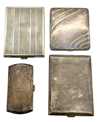 לוט 4 קופסאות סיגריות עשויות כסף 800 + 835 מדינות שונות. משקל כולל: 399.5 גרם