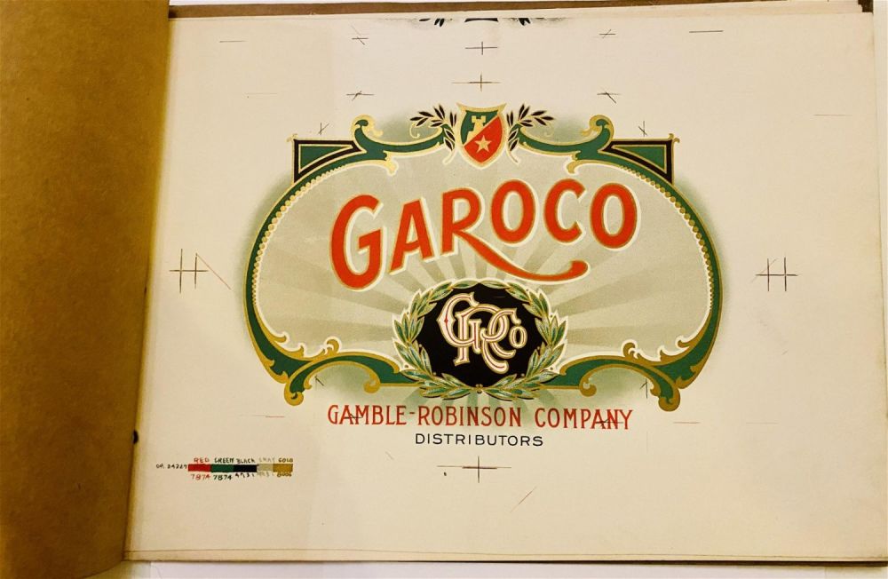 Lot 215: Garoco Gamble Robinson Company progressive proof cigar label book