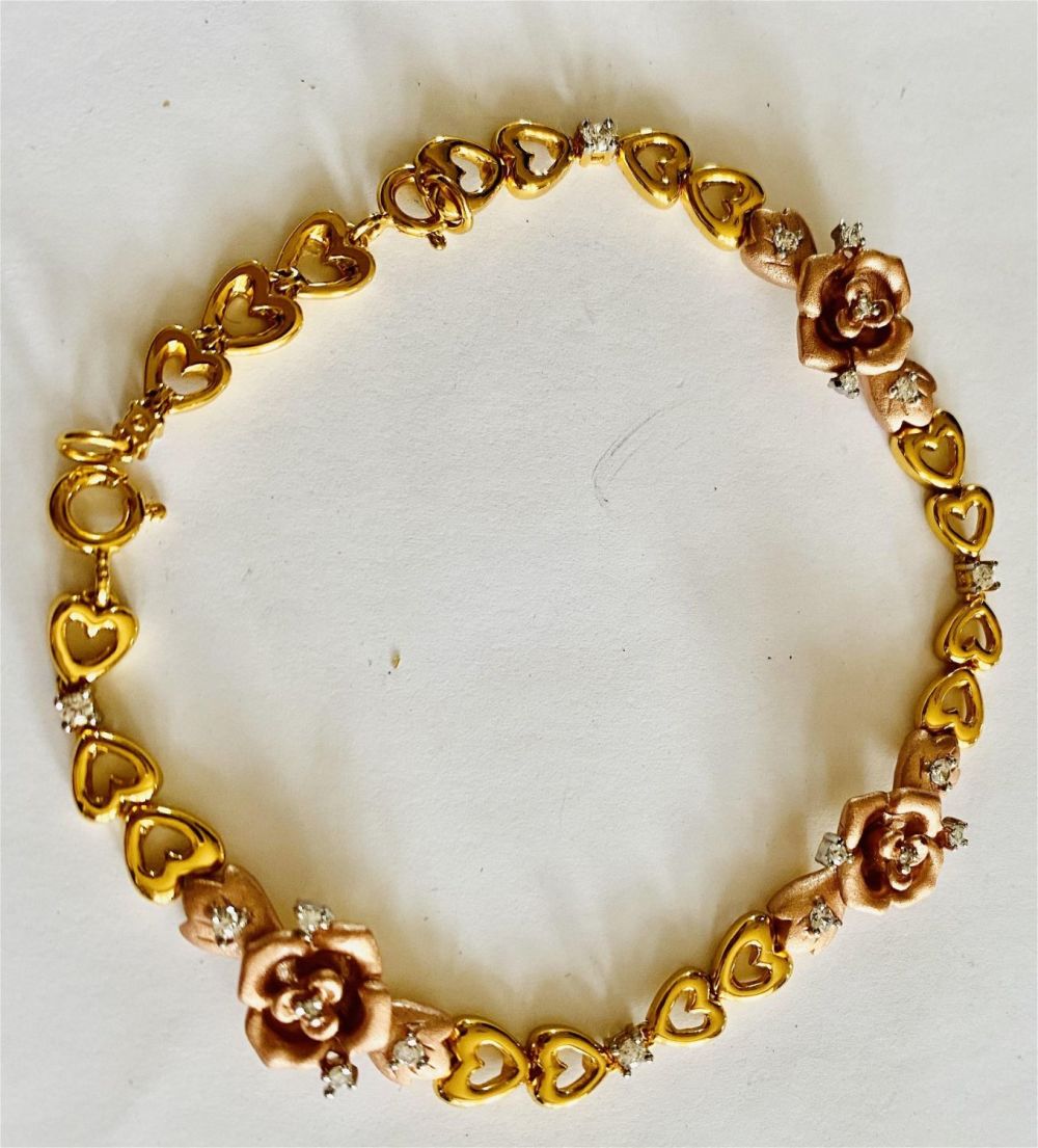 Lot 229: Heart flower sterling Franklin Mint bracelet