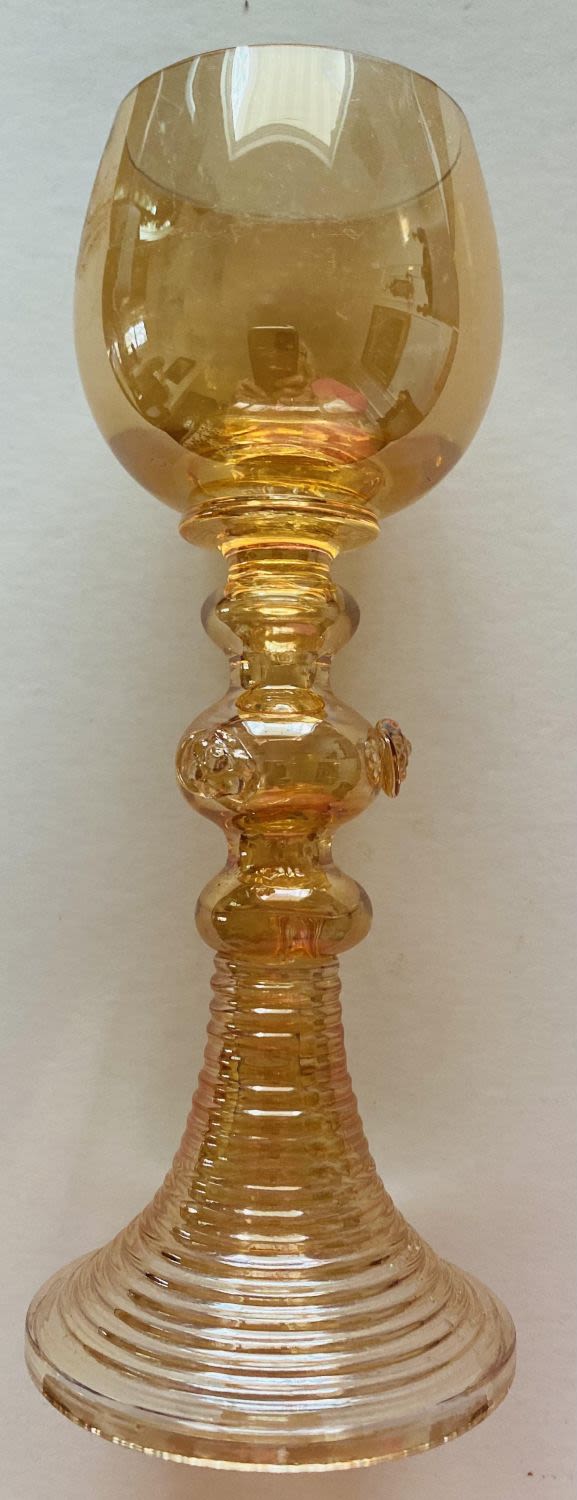 Lot 425: Amber Venetian Murano glass goblet