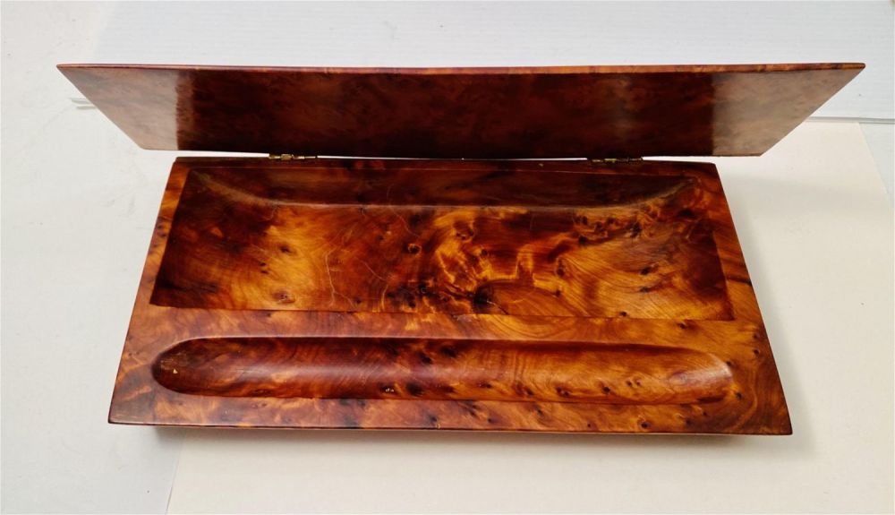 Lot 445: Burled wood desk /pen box