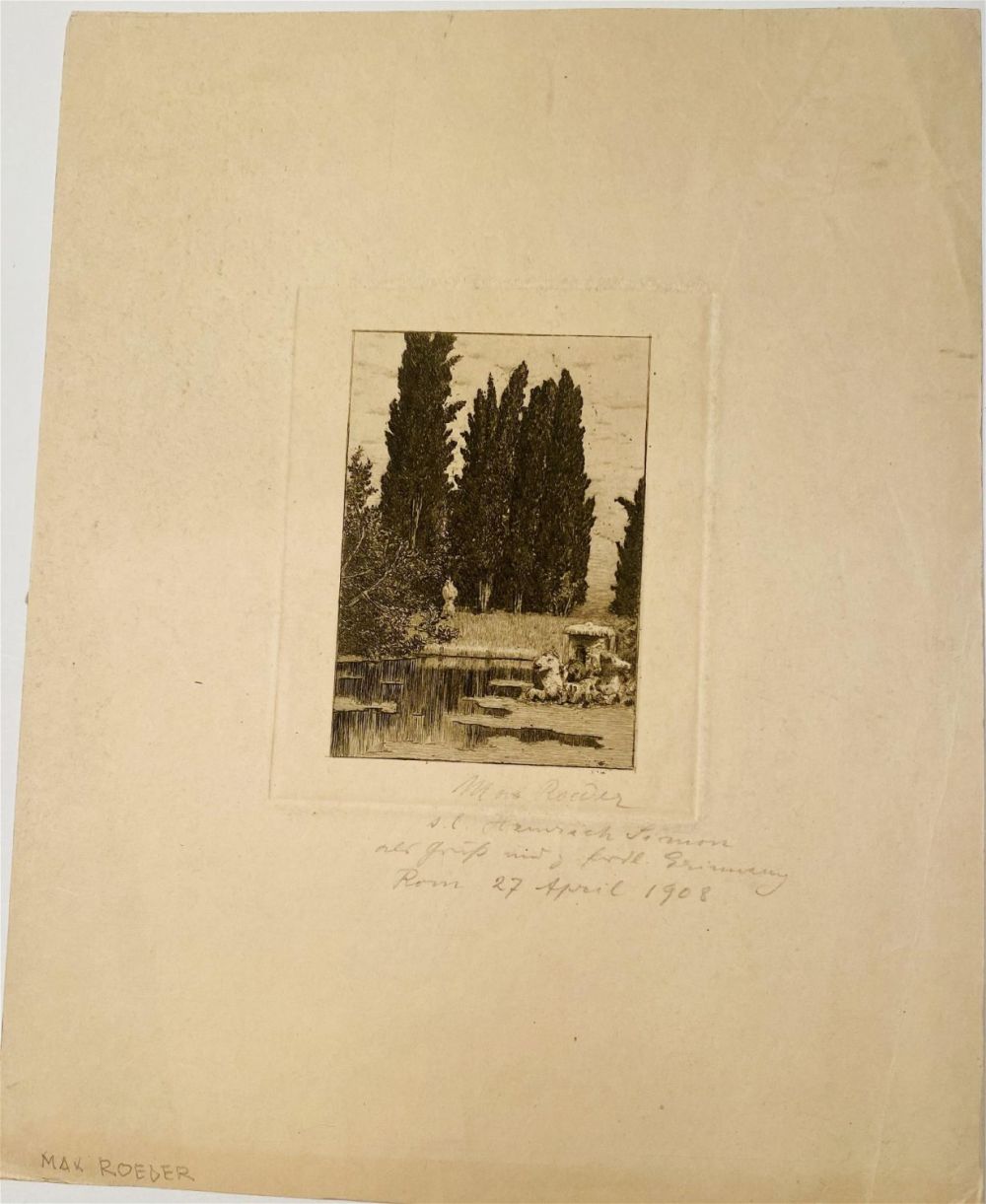 Lot 438: Signed Max Roeder engraving dated 1908