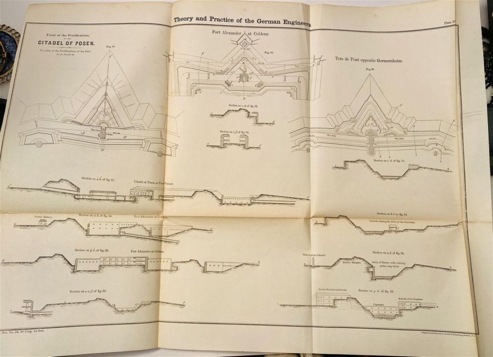 Lot 441: Fort Alexandeer at Coblenz German engineer map antique