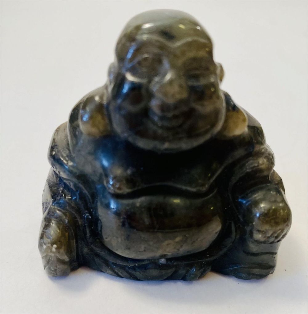 Lot 454: Labradorite seated Buddha carving