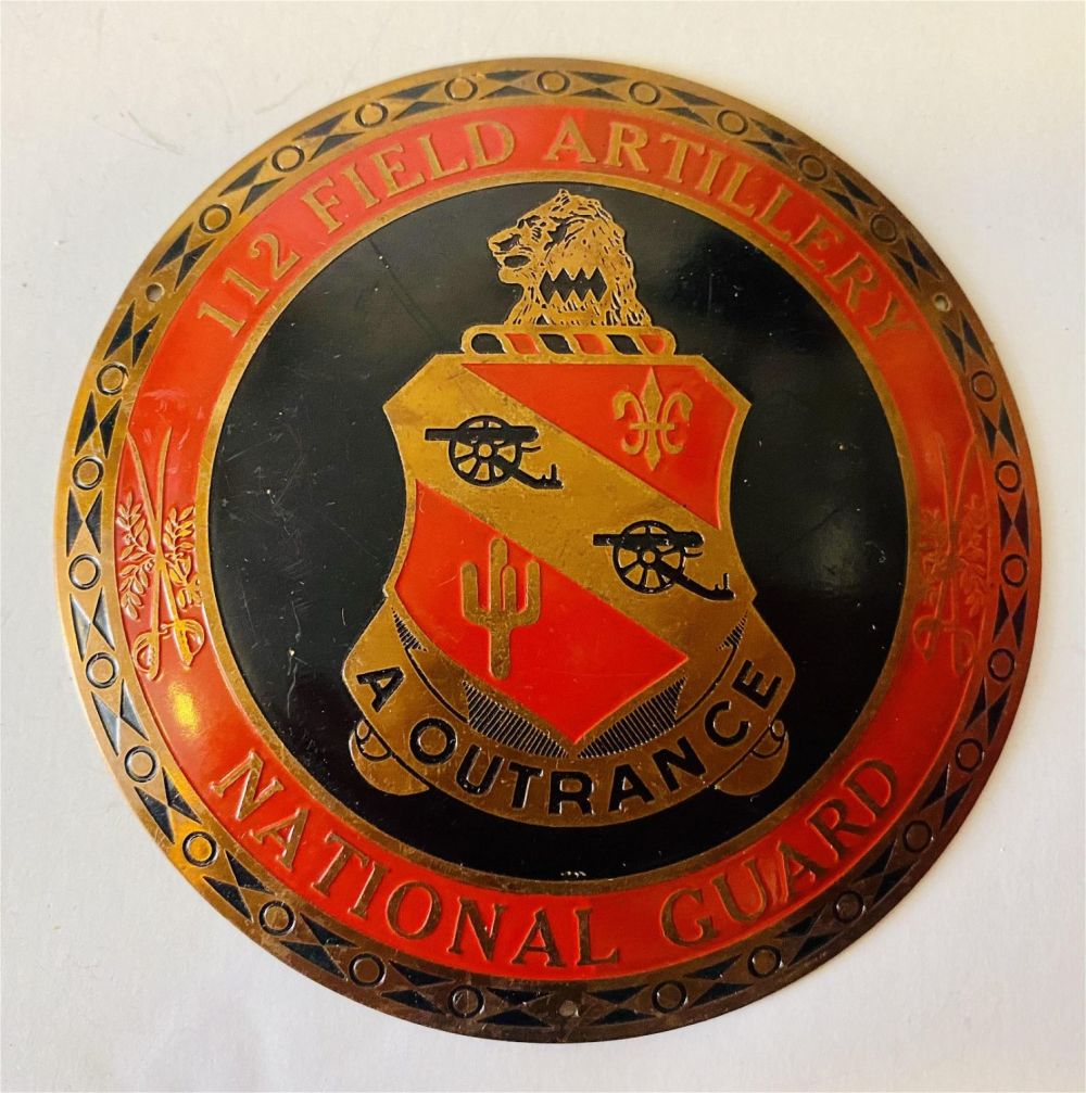 Lot 457: National Guard 112 Artillery door plaque
