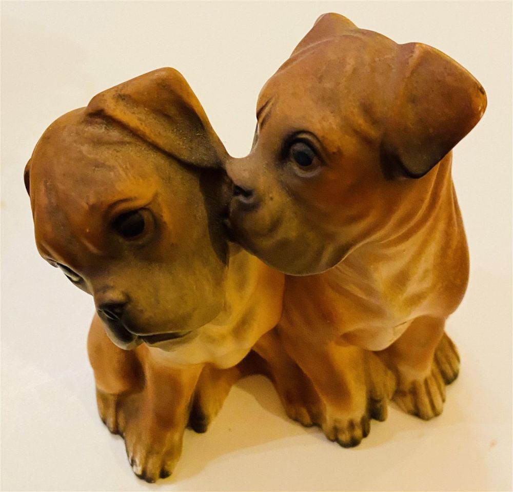 Lot 458: Dog statue vintage marked.