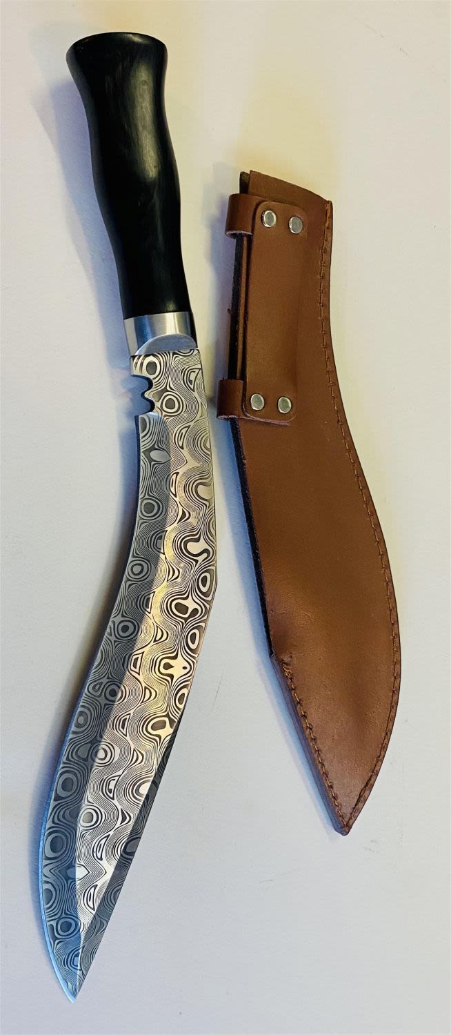 Lot 486: Damascus Steel knife/case