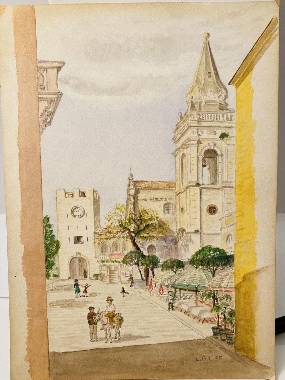 Lot 167: Watercolor original street scene