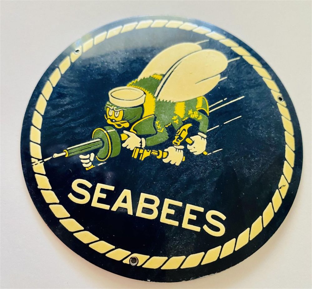 Lot 201: Seabees WWII door plaque enameled