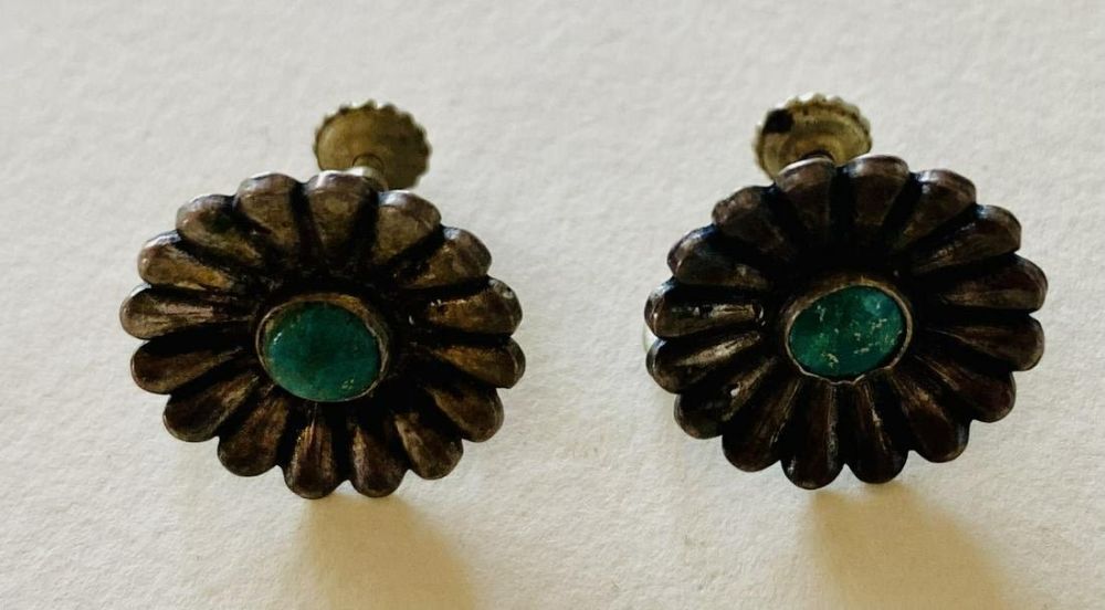 Lot 217: Sterling vintage turquoise earrings