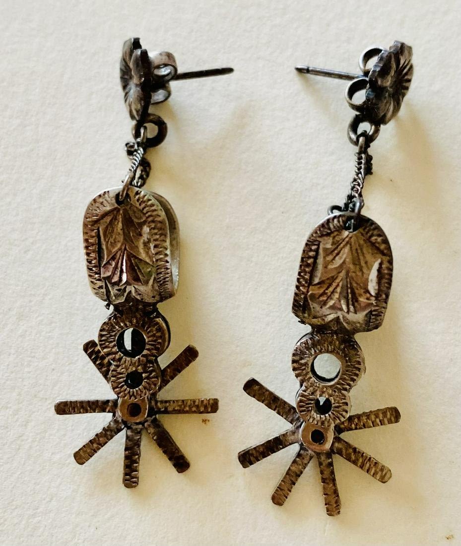Lot 219: Sterling earrings vintage spurs /cowboy
