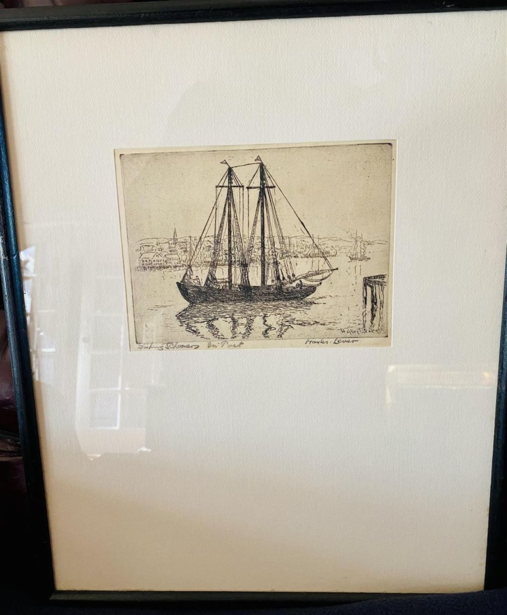 Lot 240: Hayley Lever signed etching Gloucester nautical