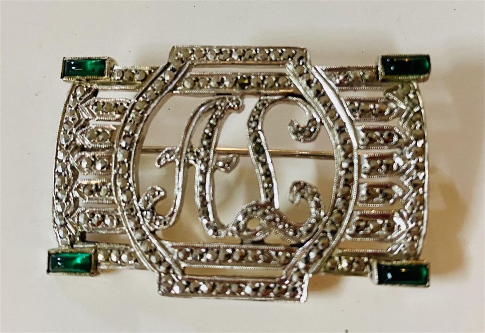 Lot 268: Marcasite sterling vintage deco style pin