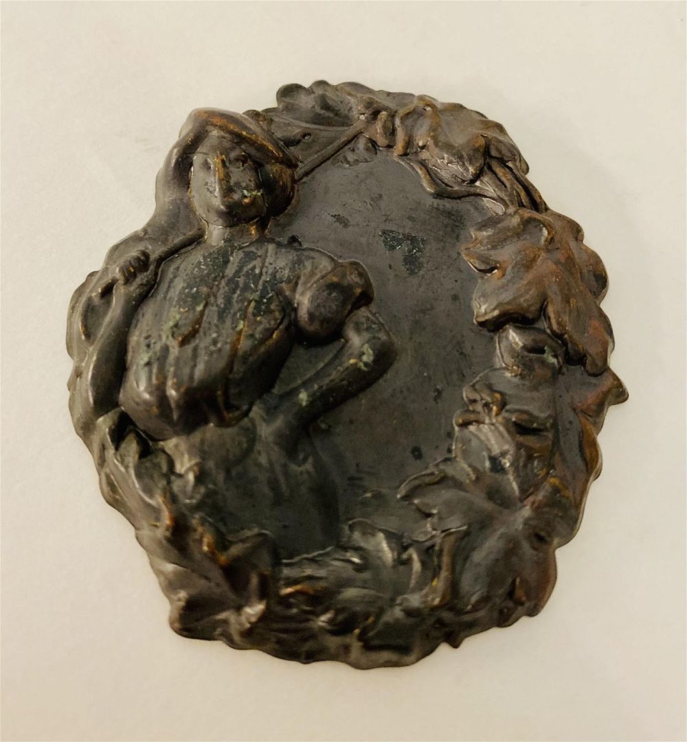 Lot 278: Brass copper repousse figural medallion