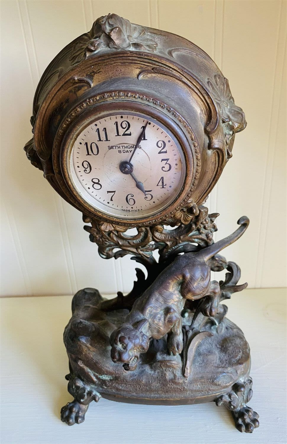 Lot 326: Seth Thomas tiger clock