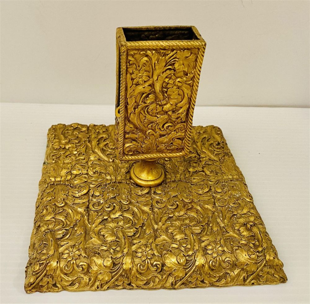 Lot 330: Bronze Dore Victorian match holder