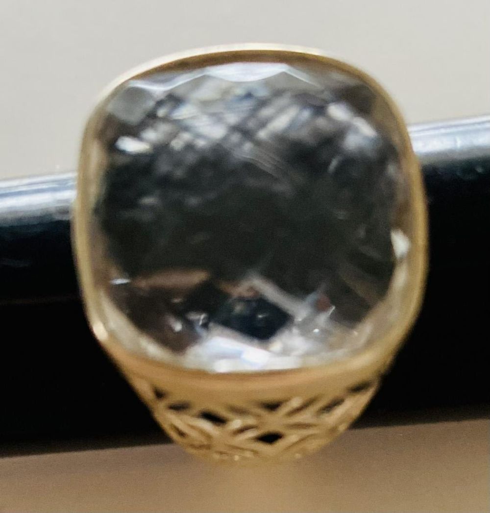 Lot 341: Faceted large sterling filigree ring