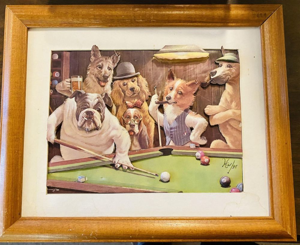 Lot 399: 3 dimensional signed dog framed picture