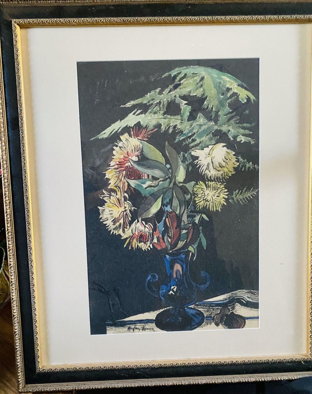 Lot 404: Hayley Lever signed watercolor- flowers/vase