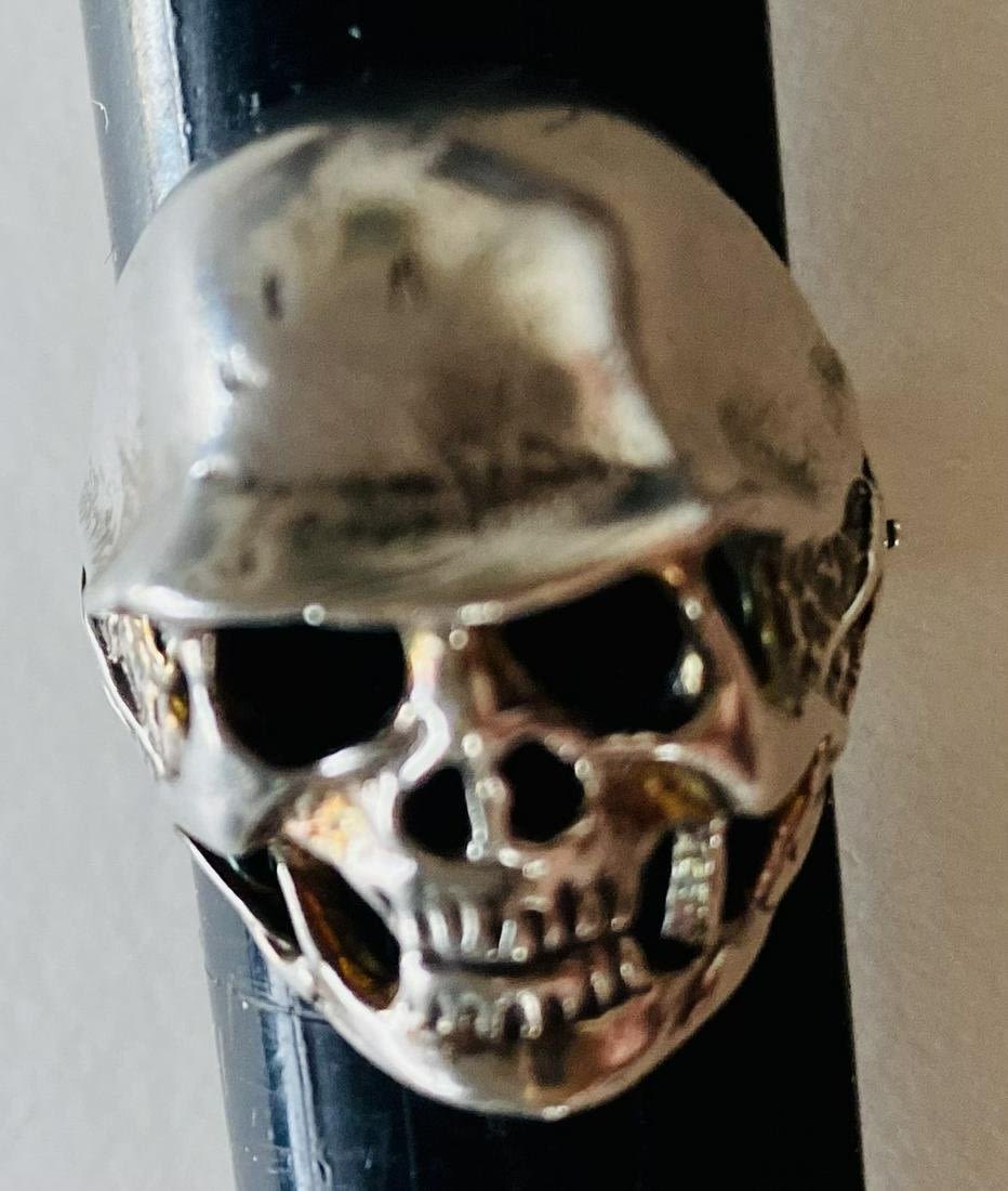 Lot 442: Skull sterling head ring motorcycle helmet