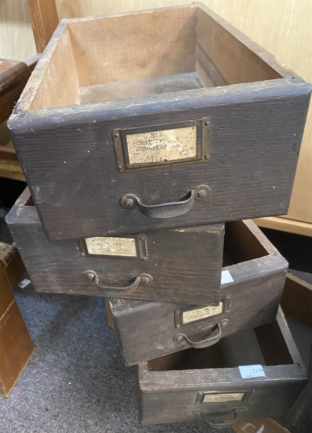 Lot 465: Chestnut antique drawers 4