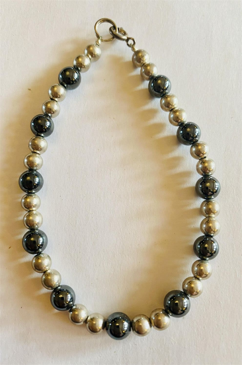 Lot 498: Sterling hematite bead bracelet