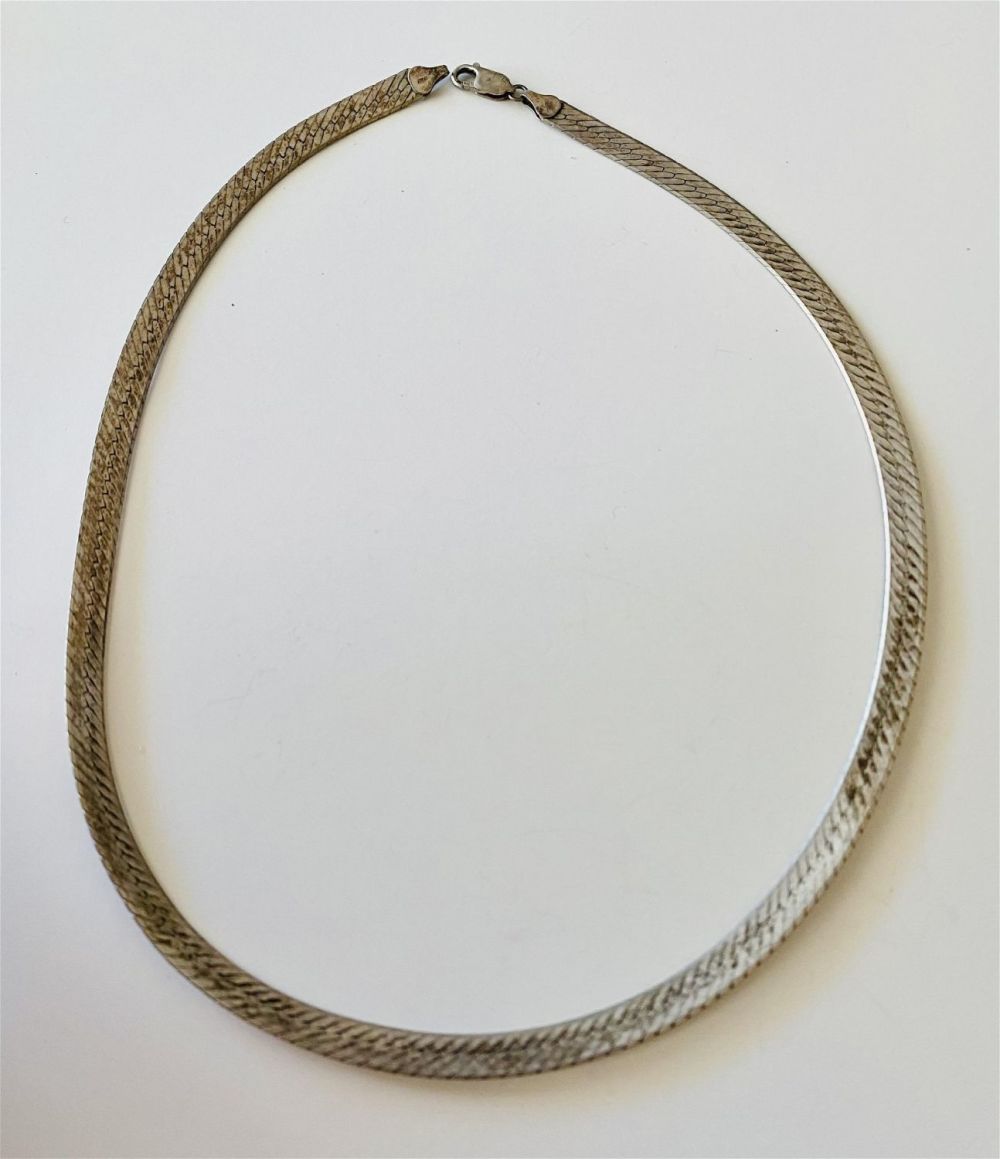 Lot 160: Sterling herringbone chain wide