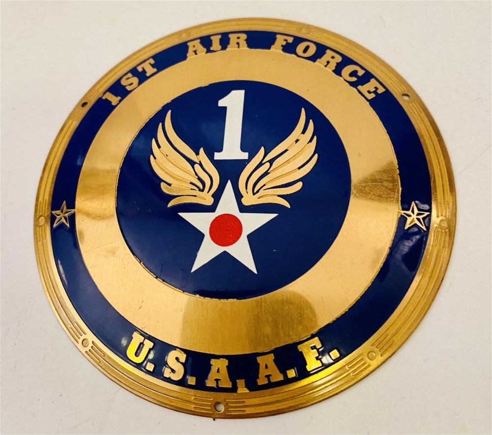 Lot 199: 1st Air Force brass door plaque WWII