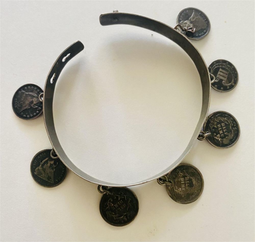 Lot 237: Antique silver coin bracelet