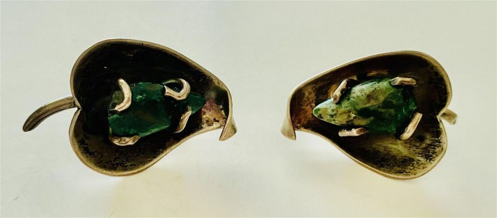Lot 240: Sterling mid century Mexican earrings