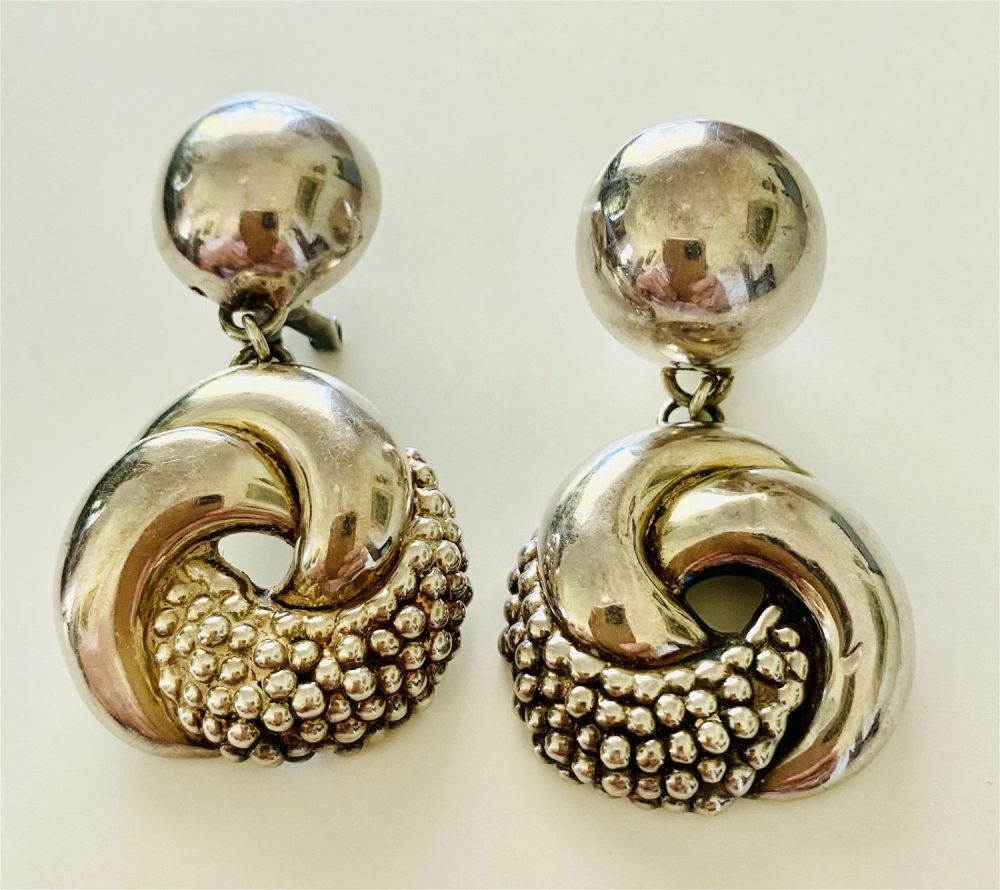 Lot 243: Sterling signed large earrings vintage