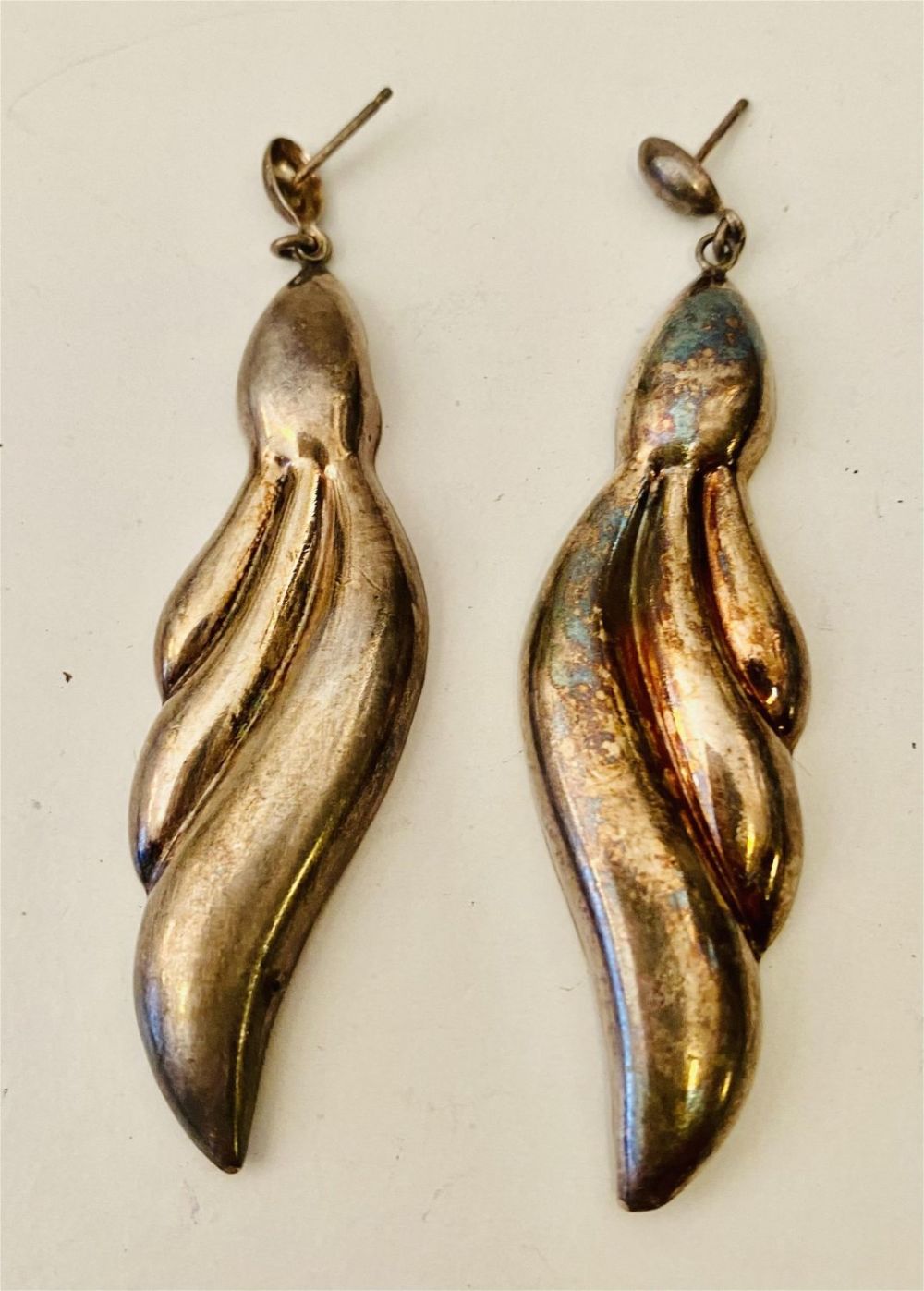 Lot 333: Sterling long vintage earrings