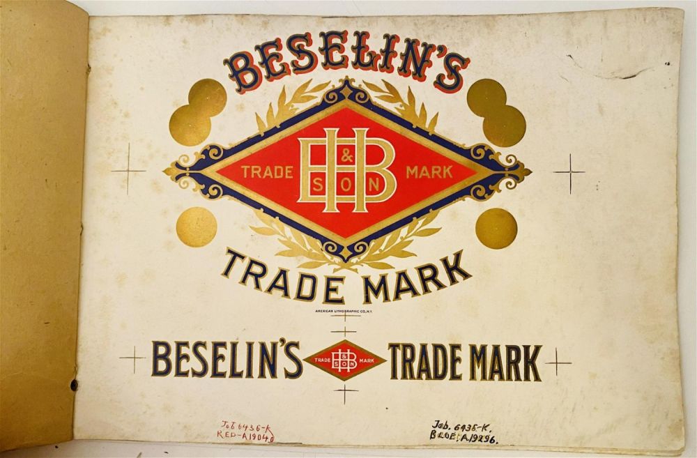 Lot 343: Beselins trade mark cigar label progressive book