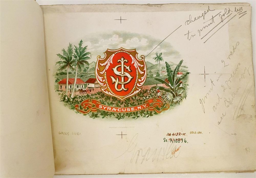 Lot 345: Chromolitho Progressive proof cigar label Syracuse NY