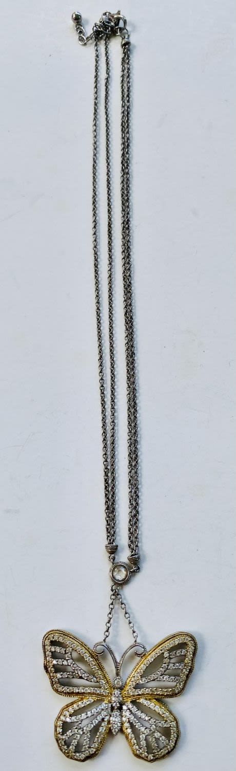 Lot 427: Butterfly stone necklace double chain
