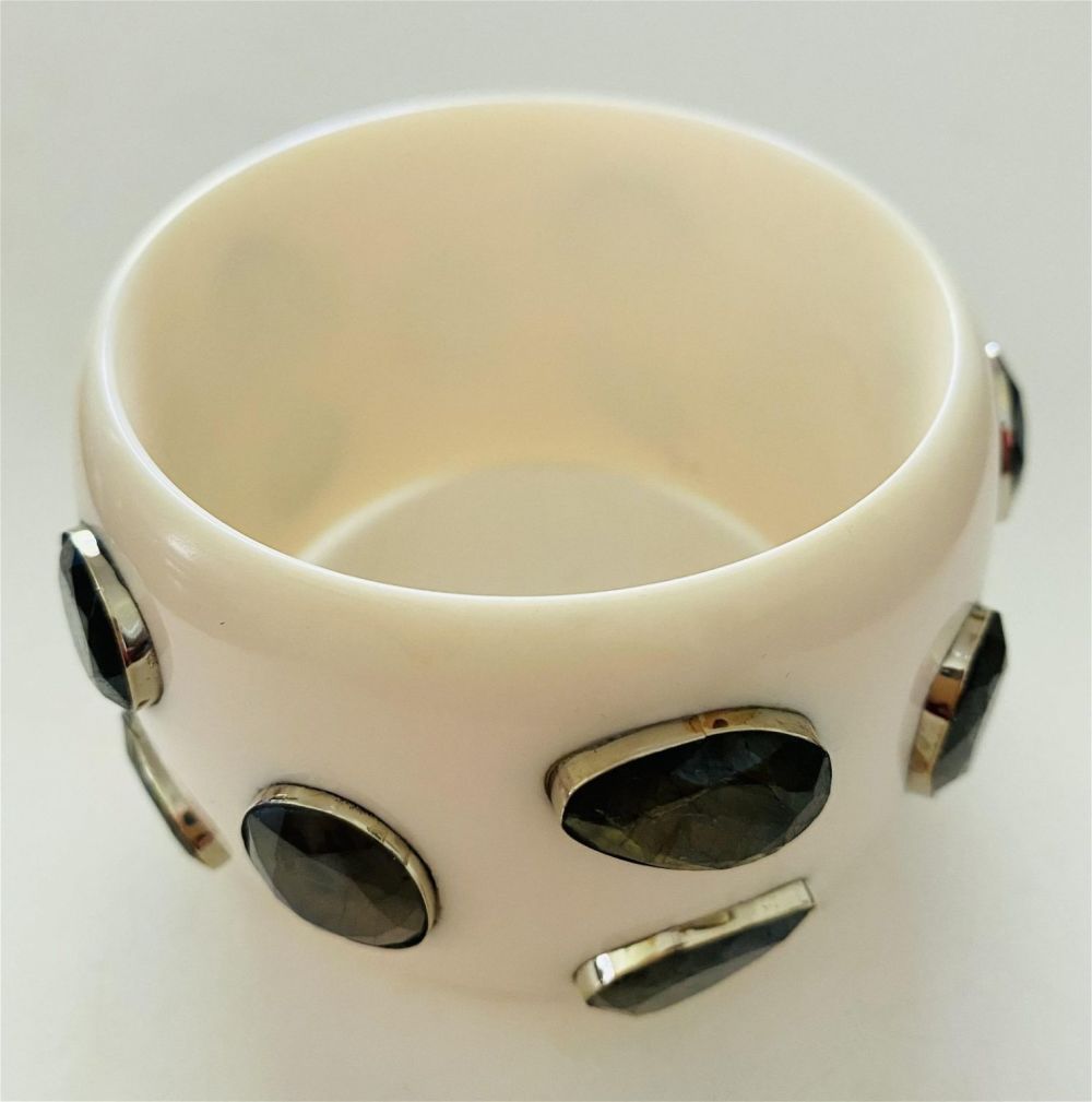 Lot 433: Sapphire wide bangle bracelet