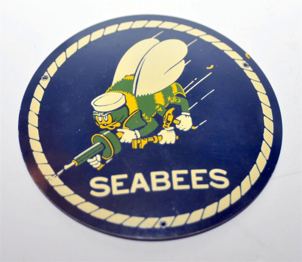 Lot 442: Seabees WWI door plaque enameled
