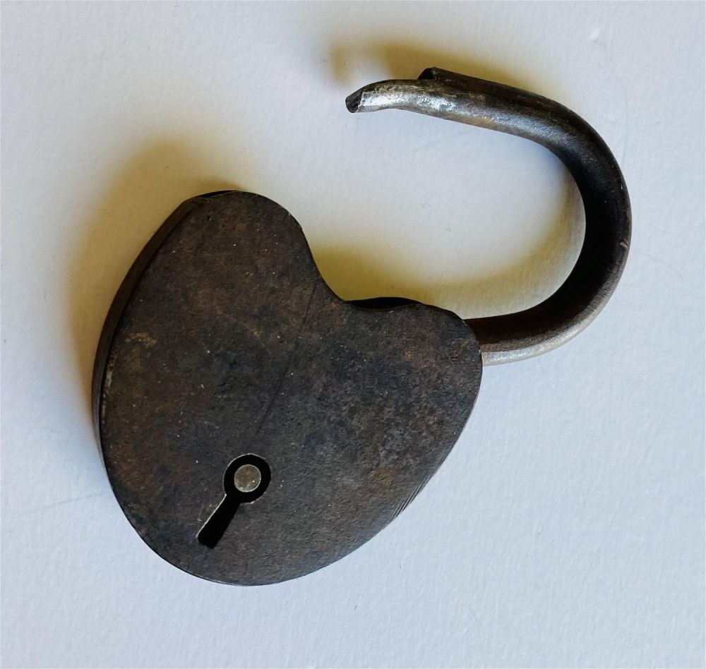 Lot 153: Antique padlock metal heart shape