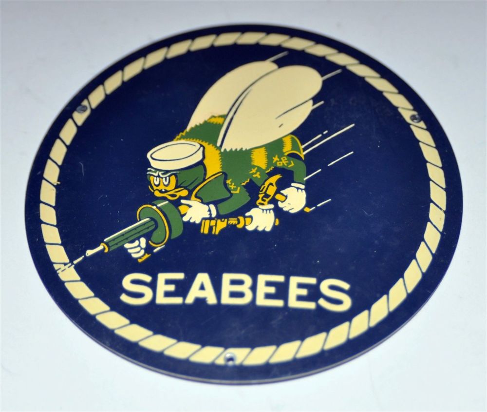Lot 168: Seabee WWII enameled plaque